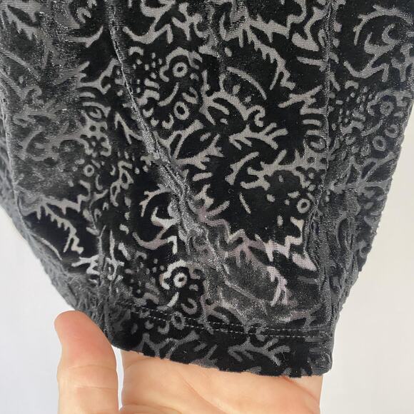 Liz Claiborne Top Womens XL Black Sheer Velvet Burnout Mock Neck Vtg Y2K 90s - Picture 2 of 9